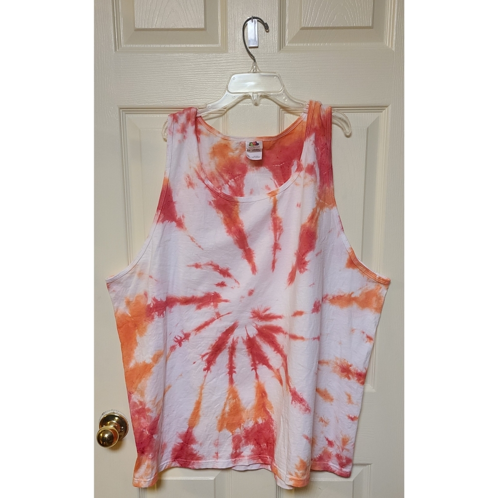 3X Orange & Red Tie Dye Tank Top